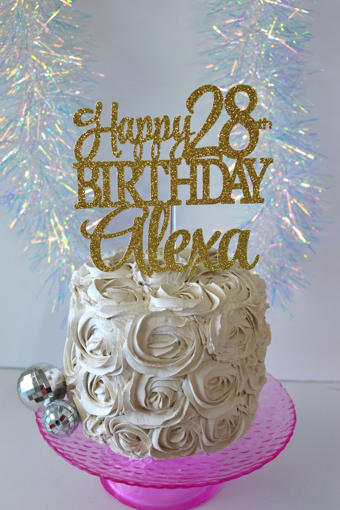 Happy 28th Birthday Personalized Name Cake Topper, Custom Cake Topper ...
