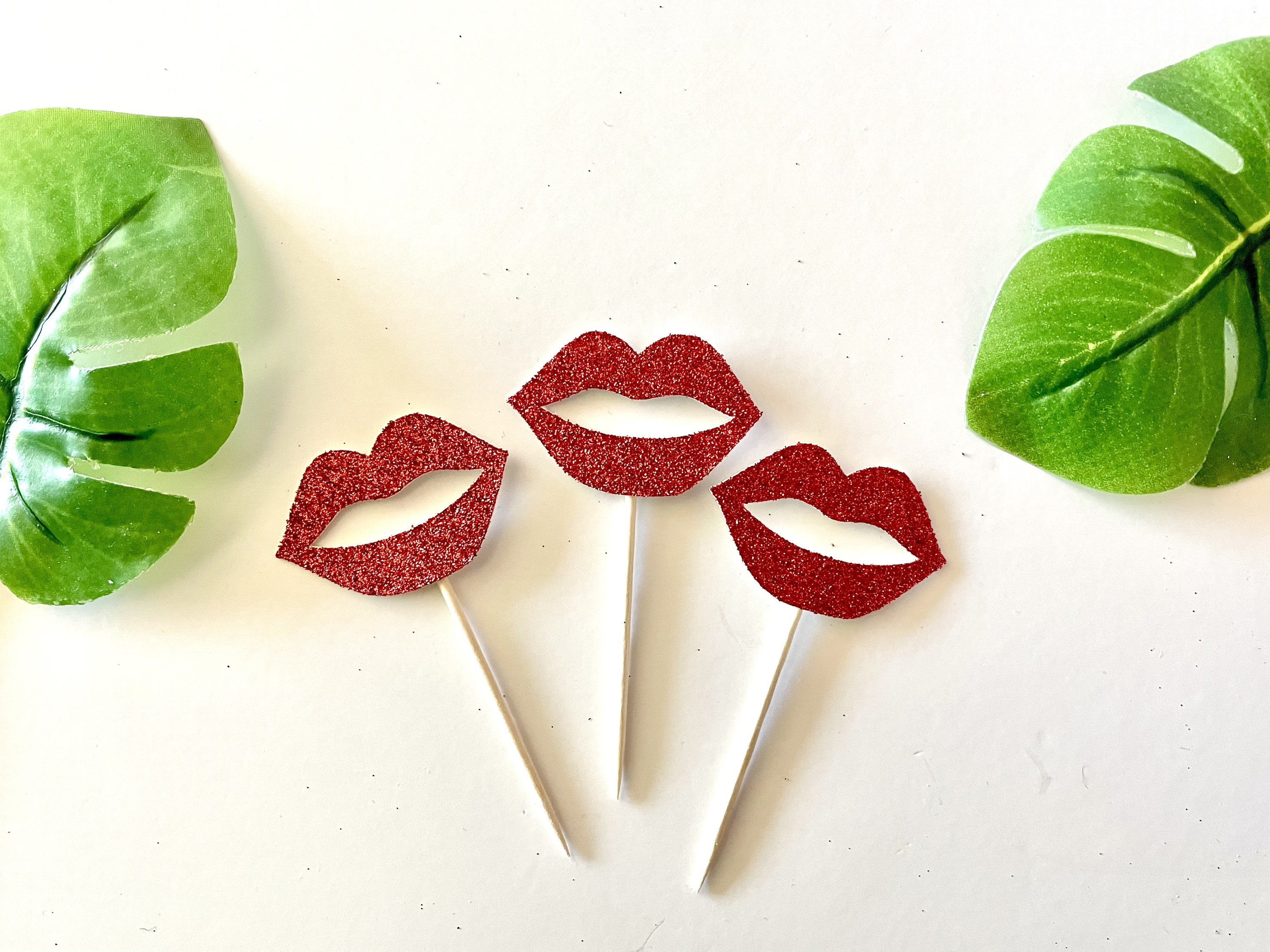 Glitter Lips Cupcake Toppers Engagement Party Bridal Shower Etsy