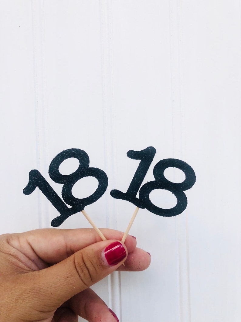 Glitter 18 Cupcake Toppers 18 years old 18th birthday Glitter 18 Cupcake Toppers 18 years old 18th birthday