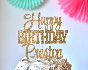 Happy Birthday Personalized  Name Cake Topper, Custom Cake Topper, Name cake, Glitter Name Toppers, Personalized Cake, Happy Birthday Cake