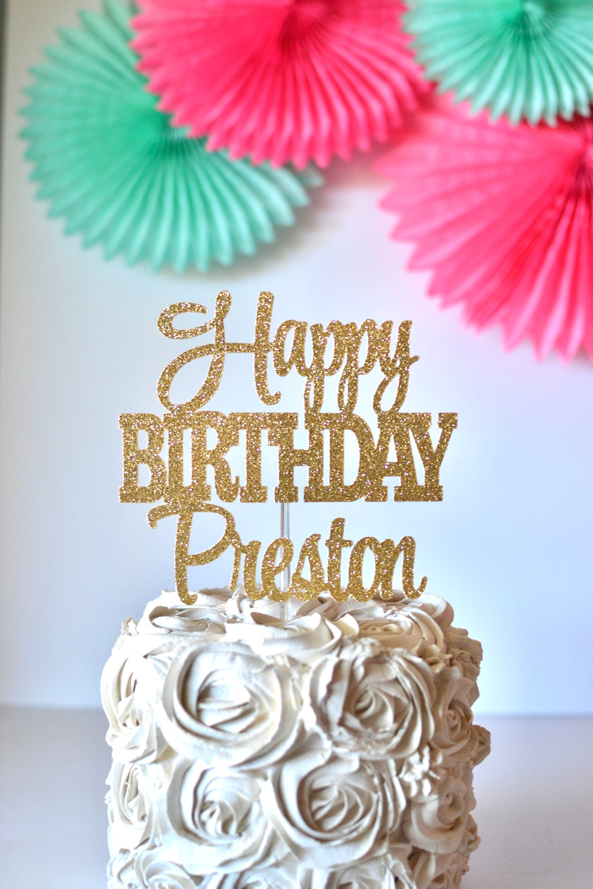 Happy Birthday Personalized Name Cake Topper, Custom Cake Topper, Name ...