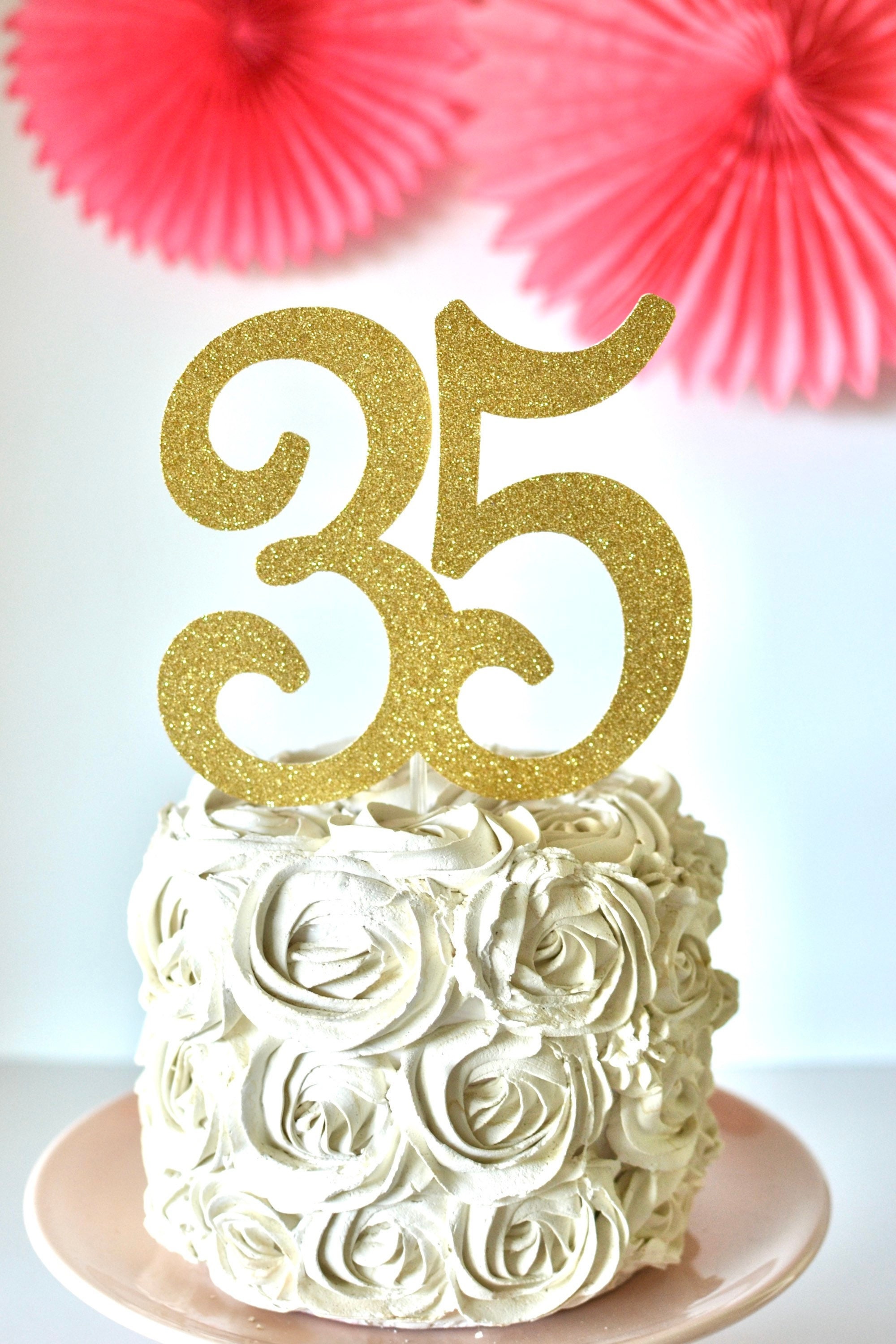 Auteby 35 & Fabulous Cake Topper 35 Gold Glitter Happy 35th Birthday 35th Anniverdary Party Decorations Auteby 35 & Fabulous Cake Topper 35 Gold Glitter Happy 35th Birthday 35th Anniverdary Party Decorations