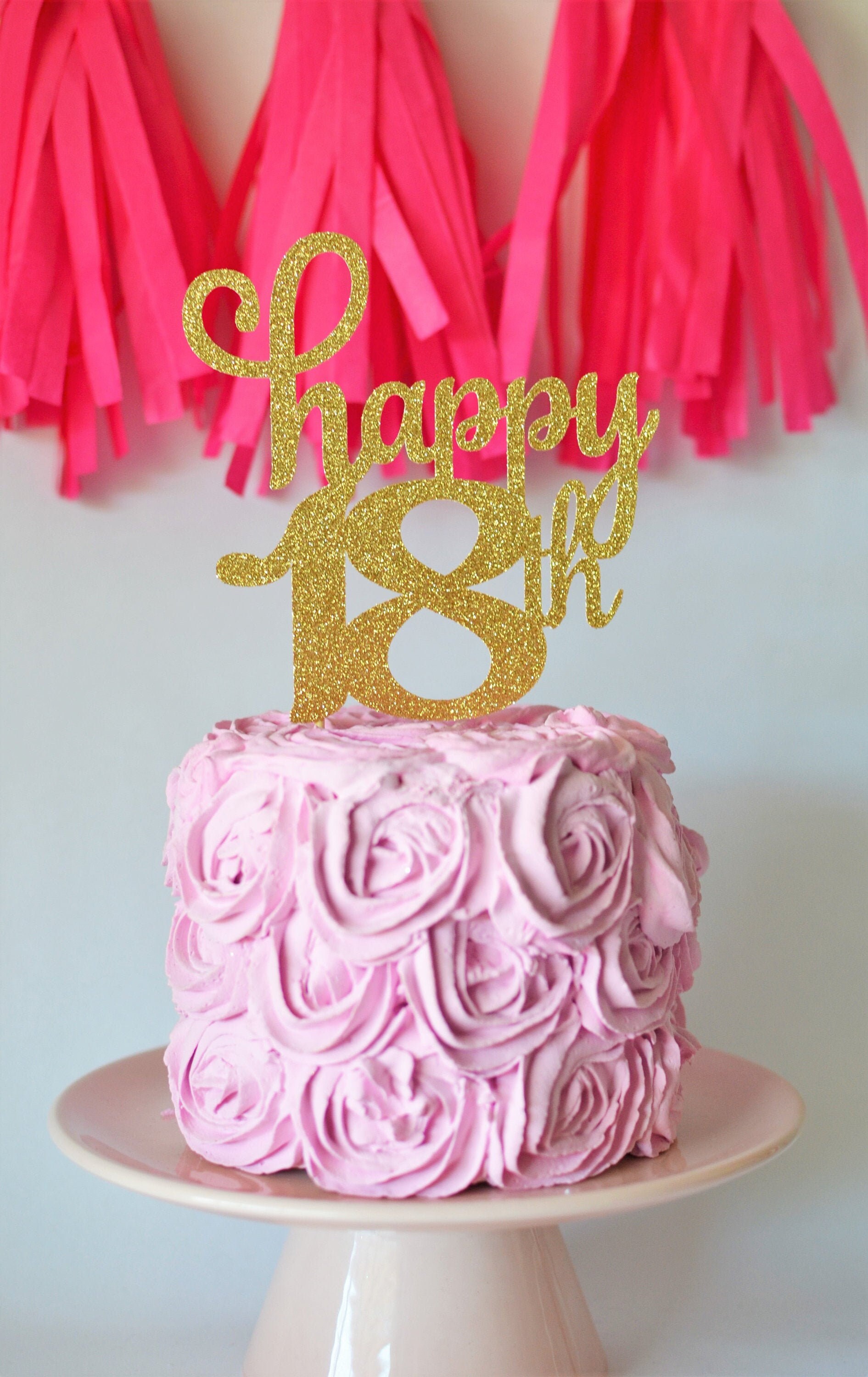 Glitter Happy 18th Birthday Cake Topper, Hello 18 Birthday, Eighteen ...