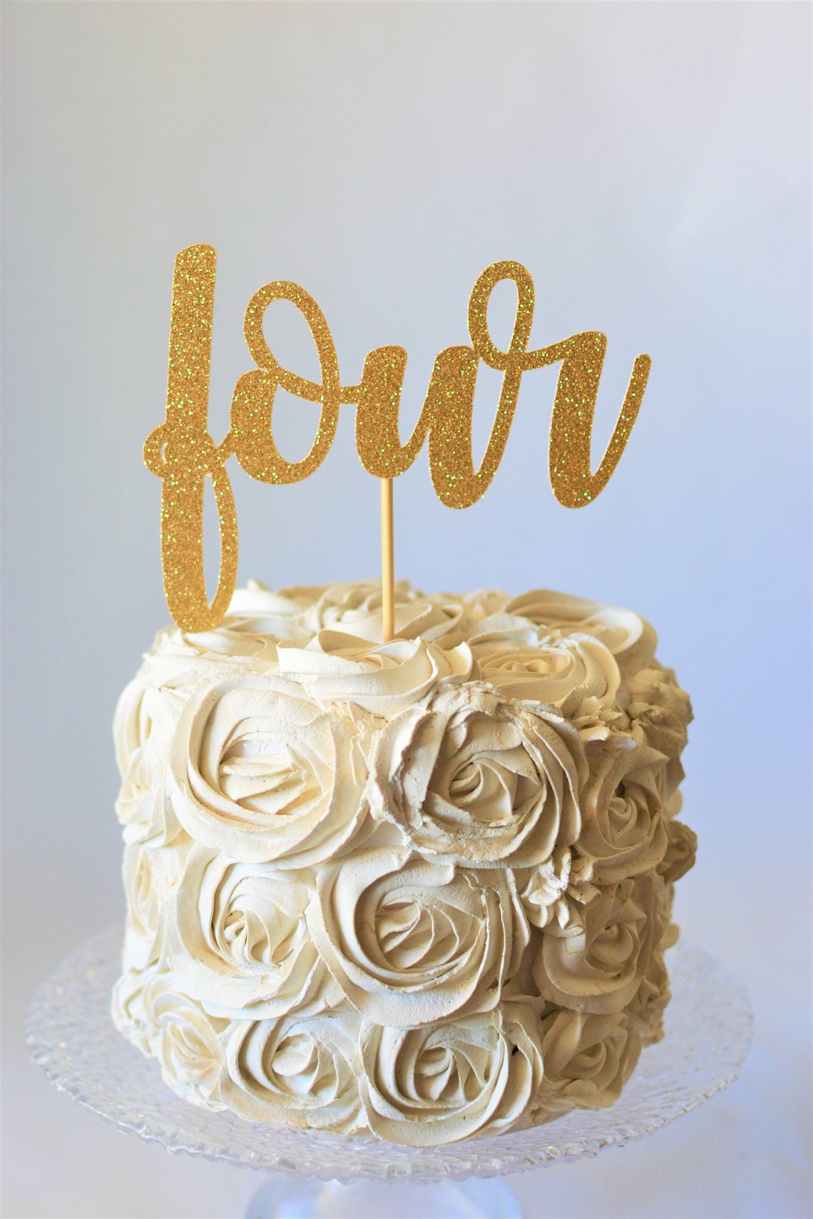 Four Cake Topper, 4th Birthday Topper, 4 Cake Topper, Glitter Four, 4th ...
