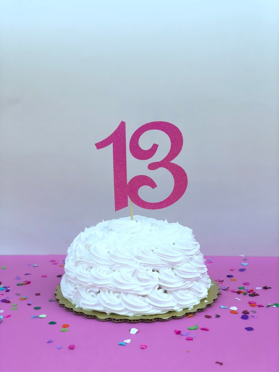 Glitter 13 Birthday Age Cake Topper 13th Birthday Thirteen Etsy