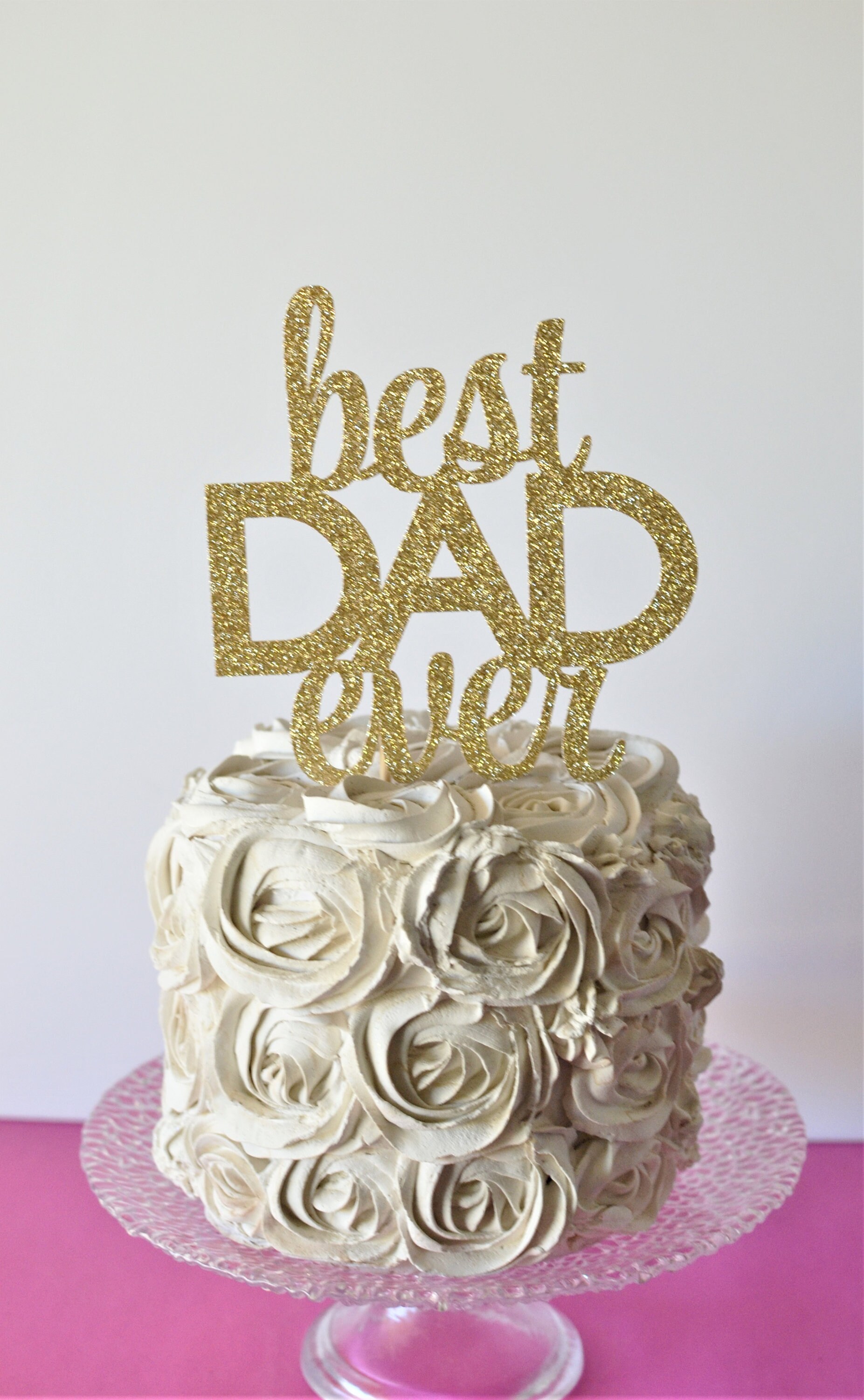 Gold Glitter Happy Father’s Day Cake Topper – Best Dad Ever Birthday Party Decor - View #7