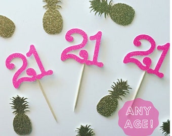 Glitter Birthday Age Toppers, 1st birthday, 21st birthday, 30th birthday, 5th Birthday, Anniversary, Custom Age Toppers, Personalized