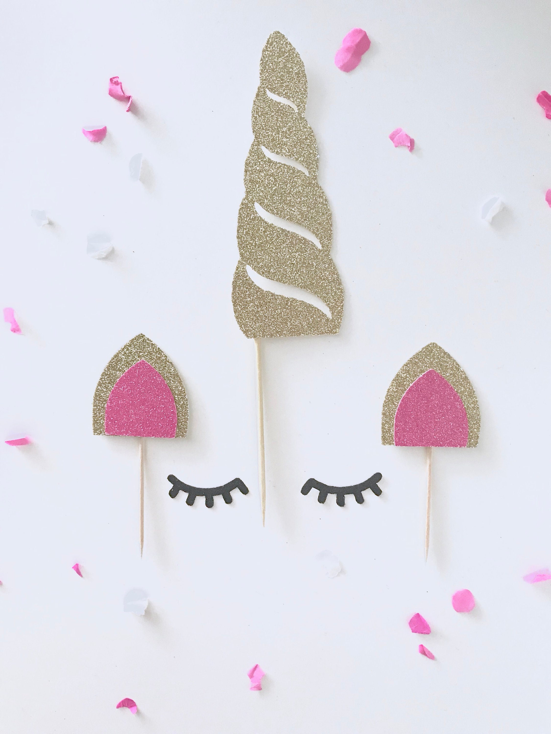 glitter unicorn cake topper kit unicorn party unicorn head etsy