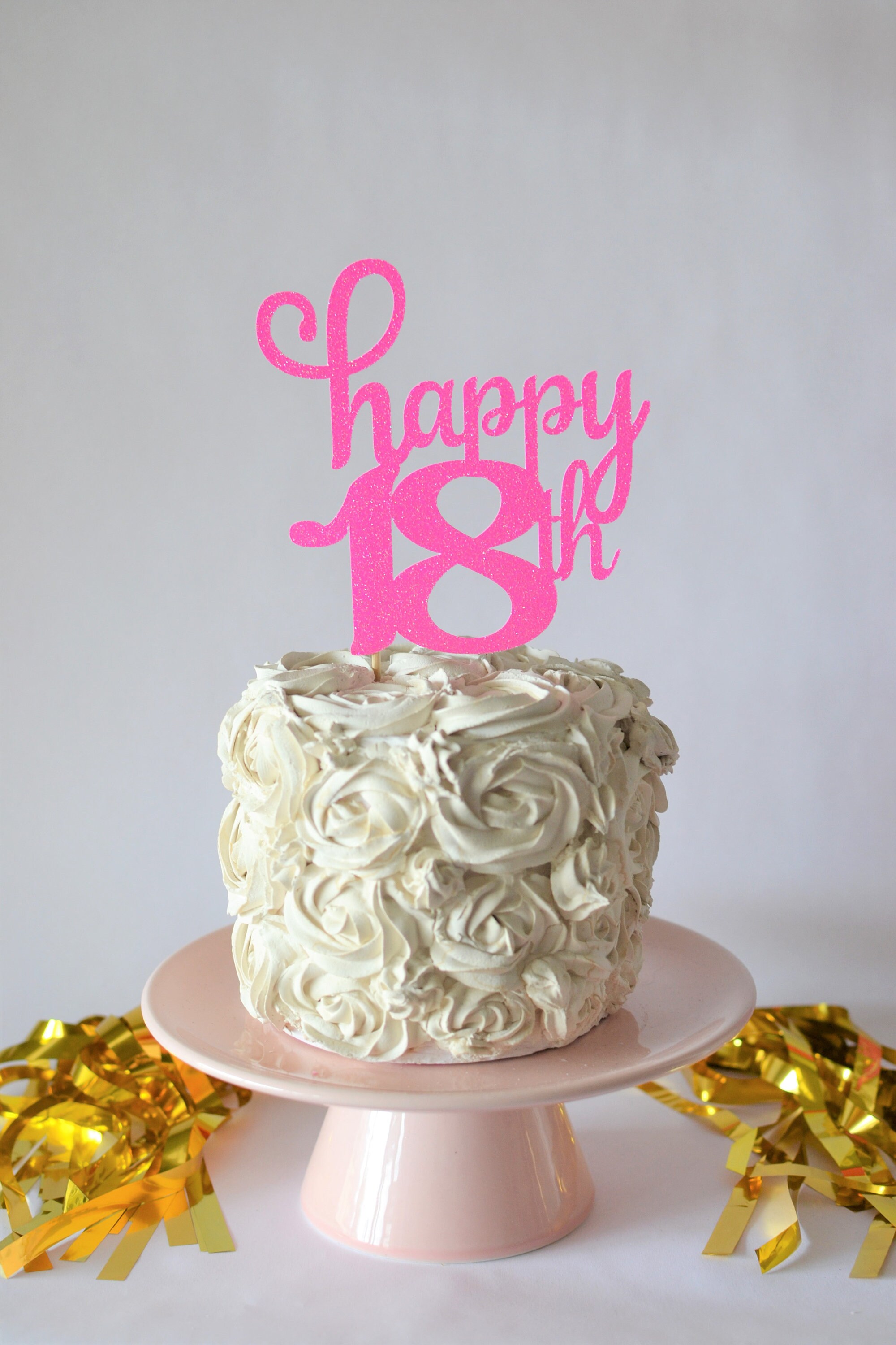 Glitter Happy 18th Birthday Cake Topper, Hello 18 Birthday, Eighteen ...