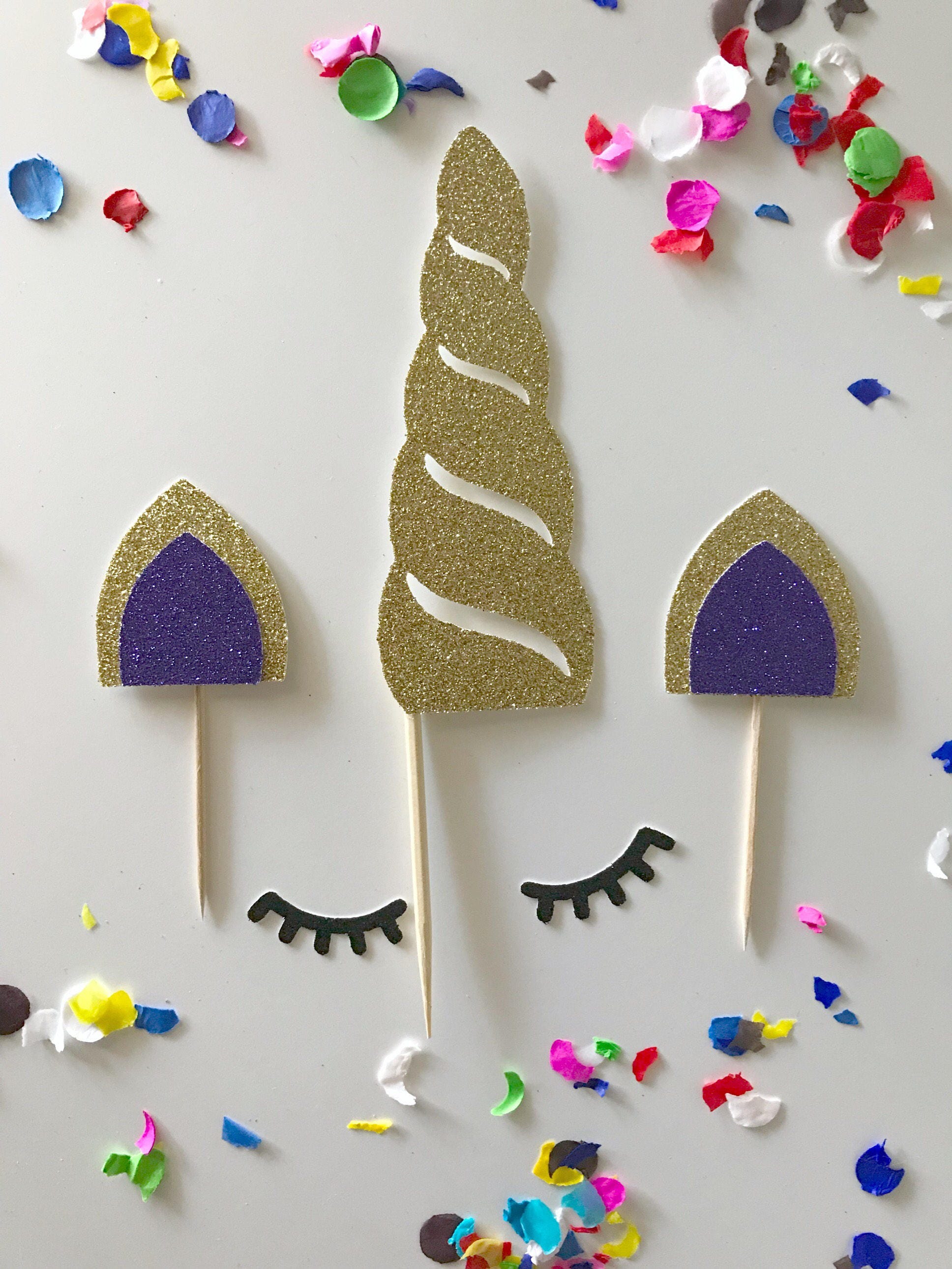 glitter unicorn cake topper kit unicorn party unicorn head etsy