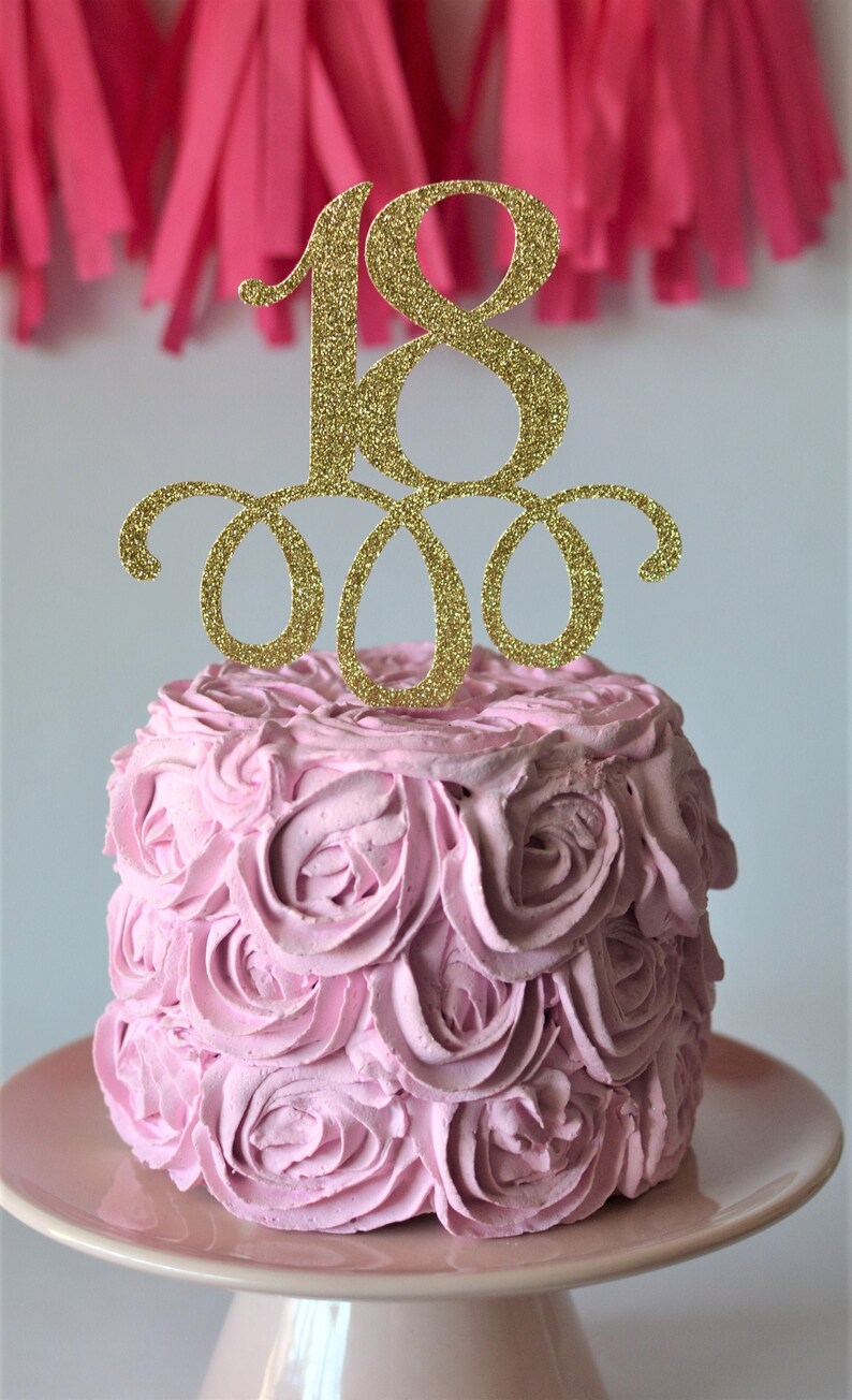 Glitter 18 Birthday Age Cake Topper 18th birthday eighteen Etsy