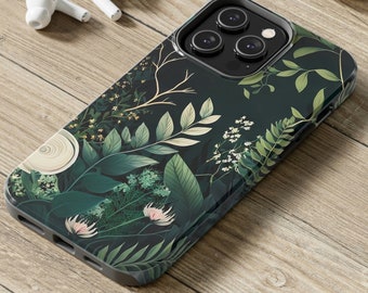 Floral Greenery Botanical Fern Foliage Wild Flowers Garden Watercolor - iPhone 14 & 13 / Pro / Plus / Pro Max - Tough Dual Layer Phone Case