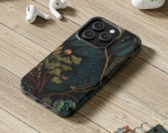 iPhone 14 13 12 11 Glossy Tough Phone Case Greenery Botanical Fern Foliage Berry Colorful Floral Flowers