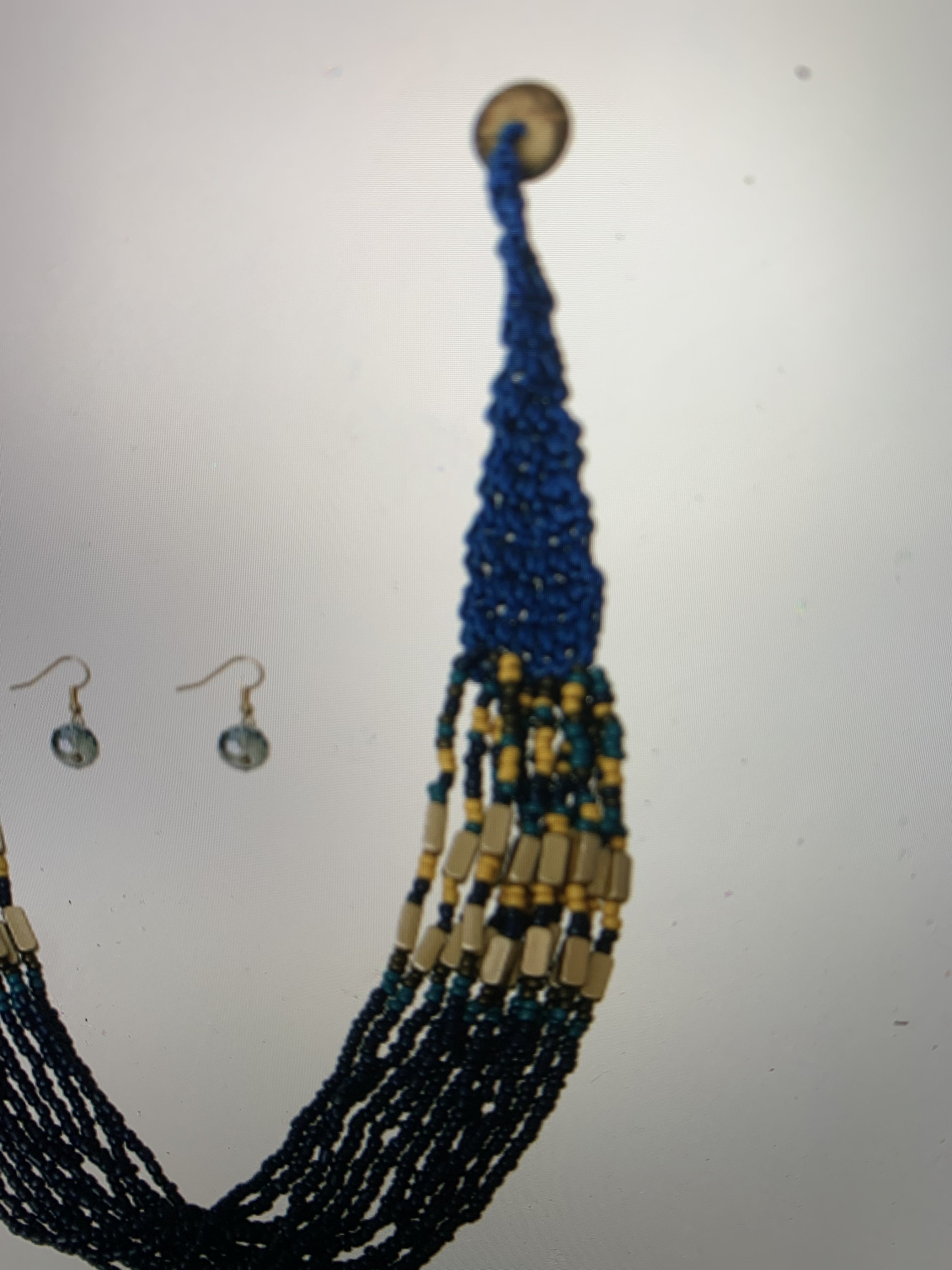 Boho blaue Perlenkette mit Holzakzenten Modeketten | Etsy