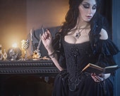 Salem Witch Style Corset Dress Jacquard Historical Rococo Stay ~ Overbust Corset 18th century Gothic Baroque Vampire Wedding Ball Masquerade