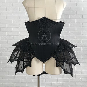 Vampire Gothic Corset with Crinoline Cage ~ Halloween Fashion Underbust Corset for Fantasy Goth Black Wedding Dress ~ Dracula Bride Style