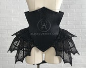 Vampire Gothic Corset with Crinoline Cage ~ Halloween Fashion Underbust Corset for Fantasy Goth Black Wedding Dress ~ Dracula Bride Style
