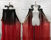 Ombre Vampire Style Gothic Elven Fantasy Cape Plastic Collar ~ Halloween Ball Masquerade Cloak ~ Medieval Fairytale Outfit Pagan Wedding