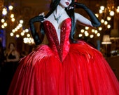 Phoenix Dramatic Fairytale Ball Gown ~ Vampire Gothic Wedding Dress Halloween Venice Masquerade Carnival Costume Goth Feathered Corset Dress