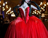 Phoenix Dramatic Fairytale Ball Gown ~ Vampire Gothic Wedding Dress Halloween Venice Masquerade Carnival Costume Goth Feathered Corset Dress