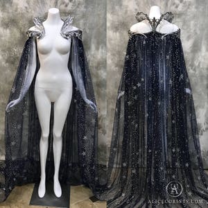 Fantasy Starry Collar Cloak ~ Wicca Cape Witch Outfit Celestial Bridal Elven Gothic Pagan Medieval Dress Cape ~ Venice Carnival Ball Costume