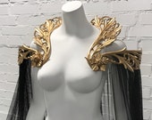 Dark Fantasy Cloak ~ Fairytale Cape Haute Gothic Baroque Style Collar ~ Elven Venice Carnival Ball ~ Gold Halloween Goth Wedding Dress Cape