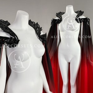 Halloween Wedding Cape Gothic Wedding Cloak Vampire Veil Dark Fantasy Cape for Goth Bridal Vamp Dress Wiccan Cover Up Pagan Wedding Cloak