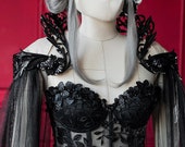 Ready to Ship ~ SMALL size ~ Dark Fairytale Cape with Plastic Collar ~ Wedding Gothic Bridal Halloween Vampire Cape ~ Wiccan Fantasy Cloak