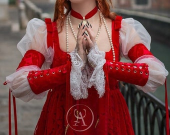 Italian Renaissance Borgia Dress Venice Carnival Period Wedding Gown 15th Century Historical Fair Costume Medieval Juliette Lucrezia Dress