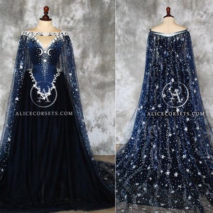 Night Goddess Elven Corset Dress Gothic Witch Wedding Gown | Etsy