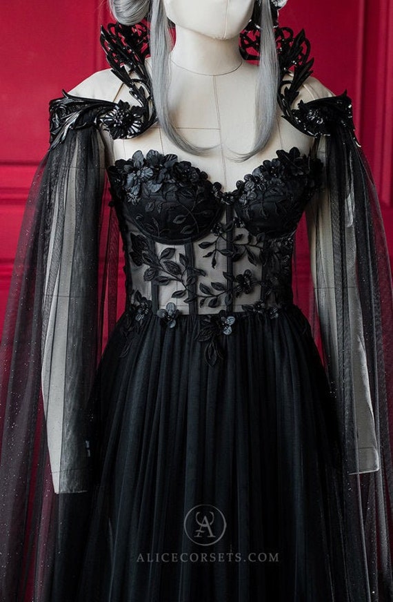 Luxury Gothic Fairytale Wedding Dress Cupped Corset Bodice Etsy