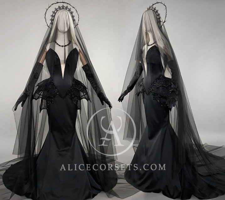 Velvet Victorian Style Corset, Vampire Gothic Wedding Dress, Evil Queen  Dress, Victorian Skirt, Ren Faire Dress 