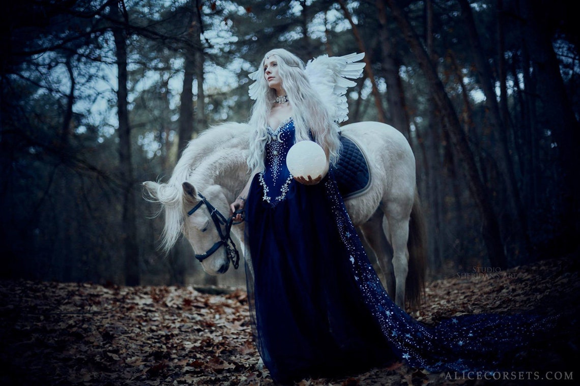 Triple Moon Celestial Bridal Gown Alternative Fantasy | Etsy