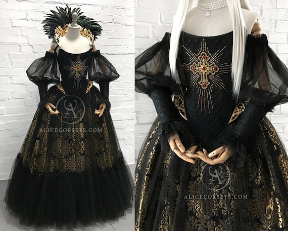 Baroque Holy Queen Fantasy Gothic Corset Dress Cross Reanissance