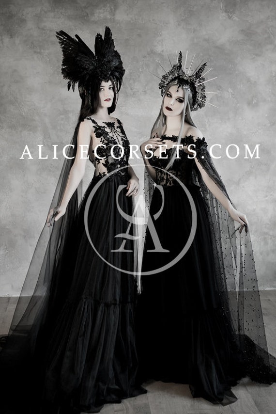Dark Fairytale Wedding Dress With Cupped Corset Bodice Dark Fairytale Wedding Dress With Cupped Corset Bodice