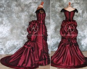 Victorian Steampunk Gothic Bustle Dress with Train ~ Vampire Ball Masquerade Alternative Halloween Wedding Gown ~ 19 century Period Costume