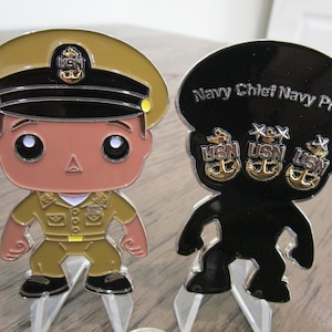 USN Dark Skinned Male Navy Chief Navy Pride Khaki Uniform CPO Challenge Coin
