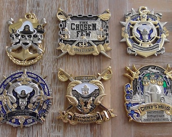 Lot of 6 USN CPO Navy Chief Goat Locker The Chosen Few Chief Petty Officer Challenge Coins