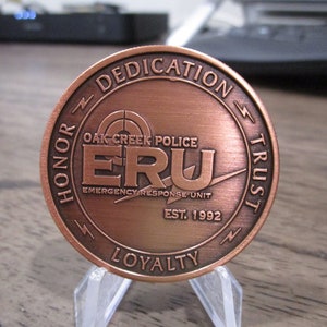 Vintage Oak Creek Police WI ERU Emergency Response Unit Challenge Coin #528R