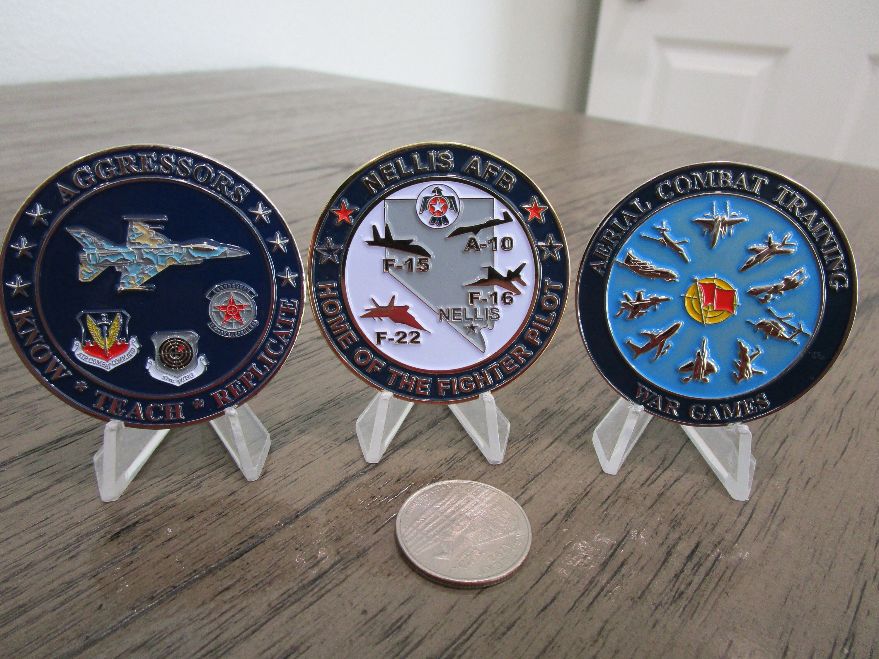 Lot of 3 Nellis AFB Las Vegas Challenge Coins Red Flag Aggressors