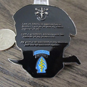 US Army Special Forces Group Creed Green Berets 5th SFG (A) Skull Challenge Coin