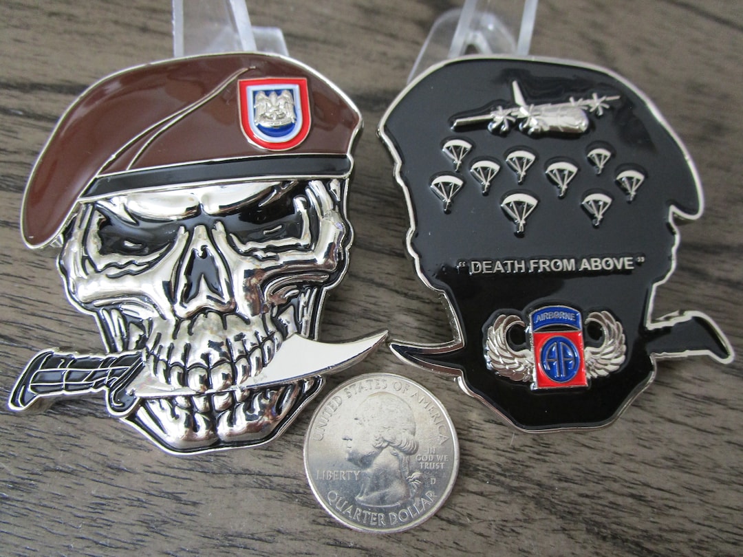 アメリカ陸軍第82空挺師団ベレー帽スカル「天からの死」チャレンジコイン - Etsy 日本