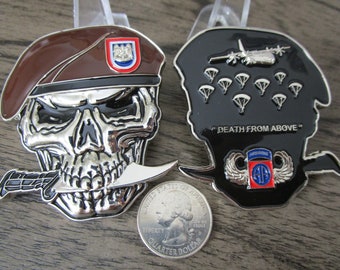 United States Army 82nd Airborne Division Beret Skull " Death From Above " Challenge Coin