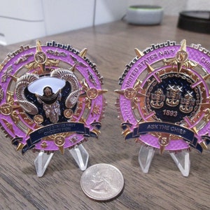 Navy Chiefs Goat Locker Chosen Few CPO USN Pink Compass Challenge Coin