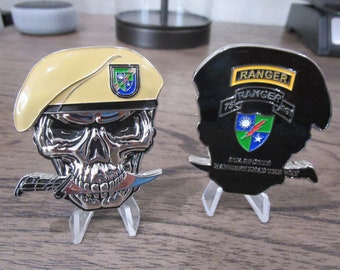 US Army 75th Ranger Regiment Rangers Lead the Way Beret Skull Challenge Coin