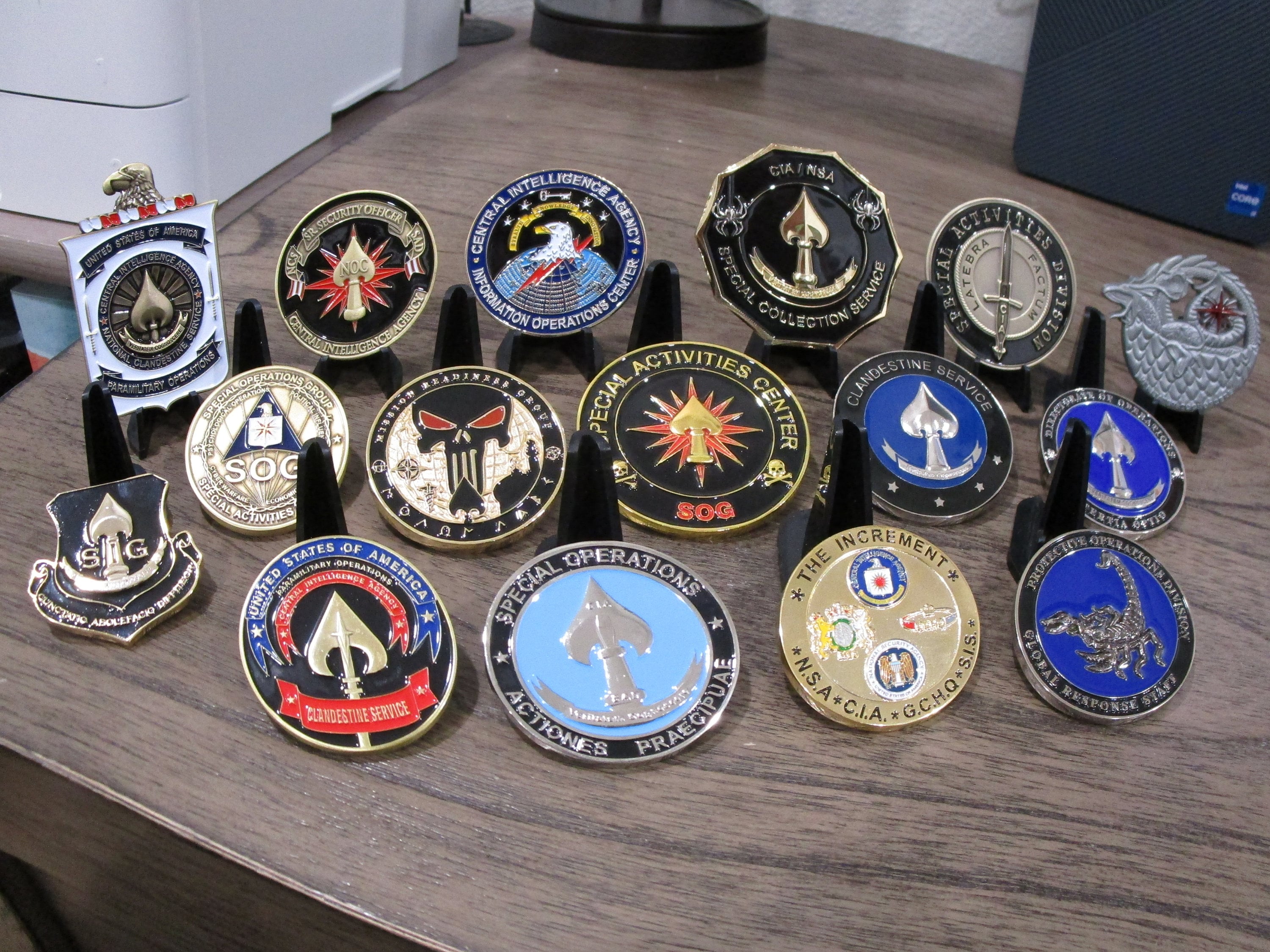 Lot of 16 Covert Operations CIA Challenge Coins SAD Sog Noc