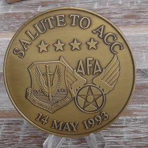 Large USAF Air Combat Command Saute To ACC 14 May 1993 Challenge Coin #300Y