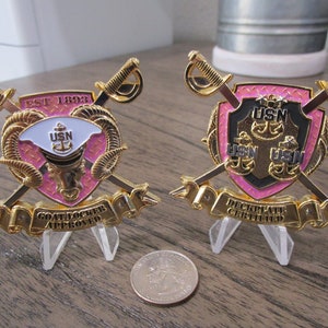 USN Navy Chief Goat Locker Goedgekeurde vrouwelijke CPO Pink Challenge-munt