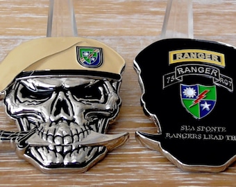 US Army 75th Ranger Regiment Rangers Lead the Way Beret Skull Challenge Coin