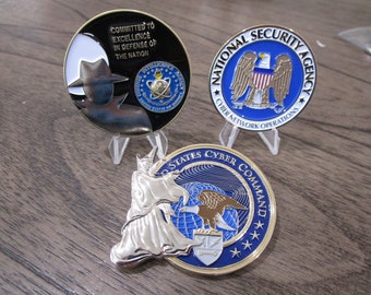 Lot 3 Challenge Coins Intelligence Cyber Command DIA NSA HuMint  SiGINT IC